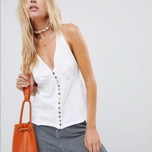 Free People White Button Up Mylo Tank Halter